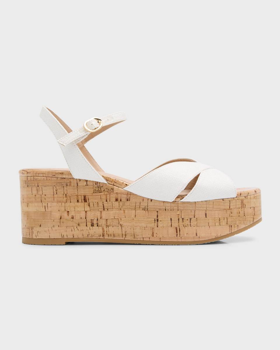 Carmen Linen Crisscross Platform Sandals